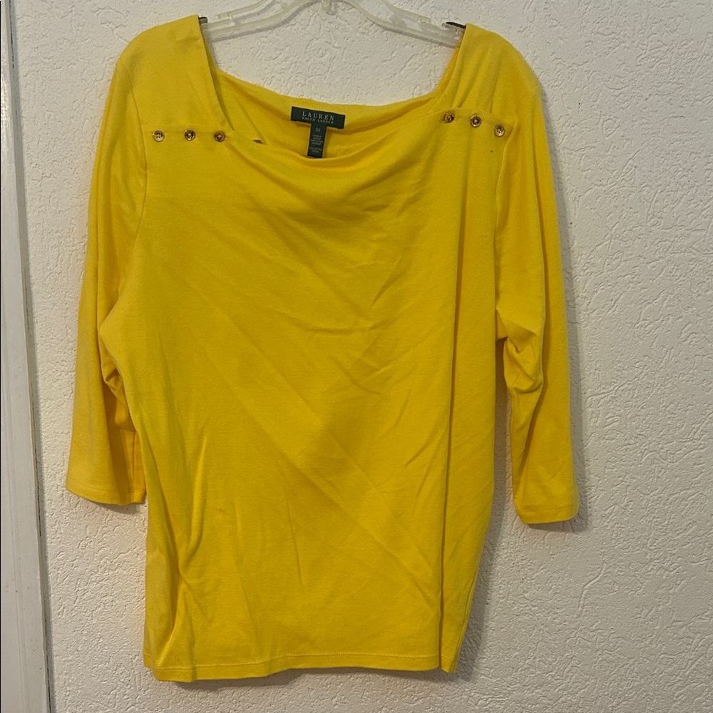 Rafaella Yellow Women's Blouse with Button Accents